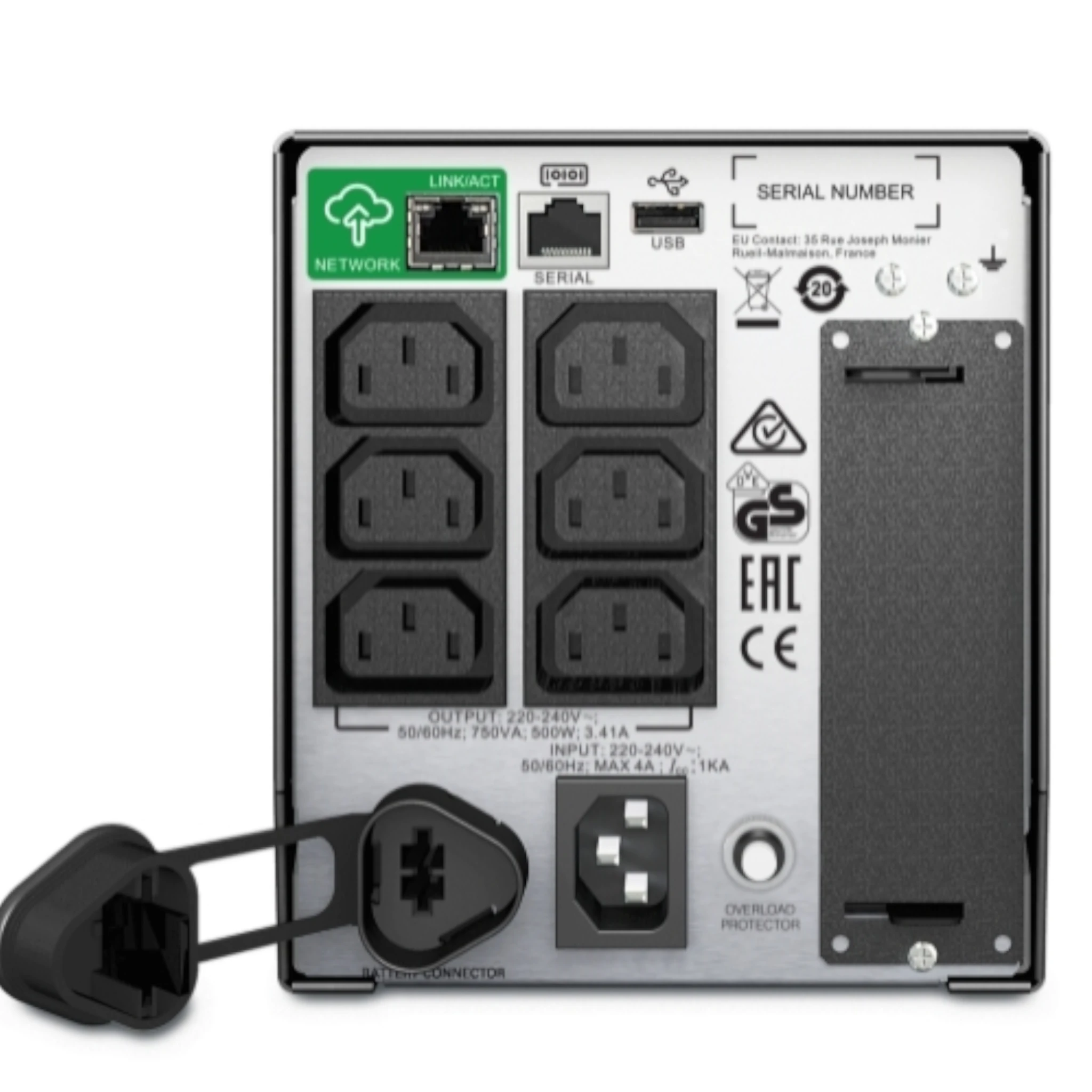 APC Smart-UPS SMT750IC, Line Interactive, 750VA, Tower, 230V, 6x IEC C13 outlets, SmartConnect Port+SmartSlot, AVR, LCD