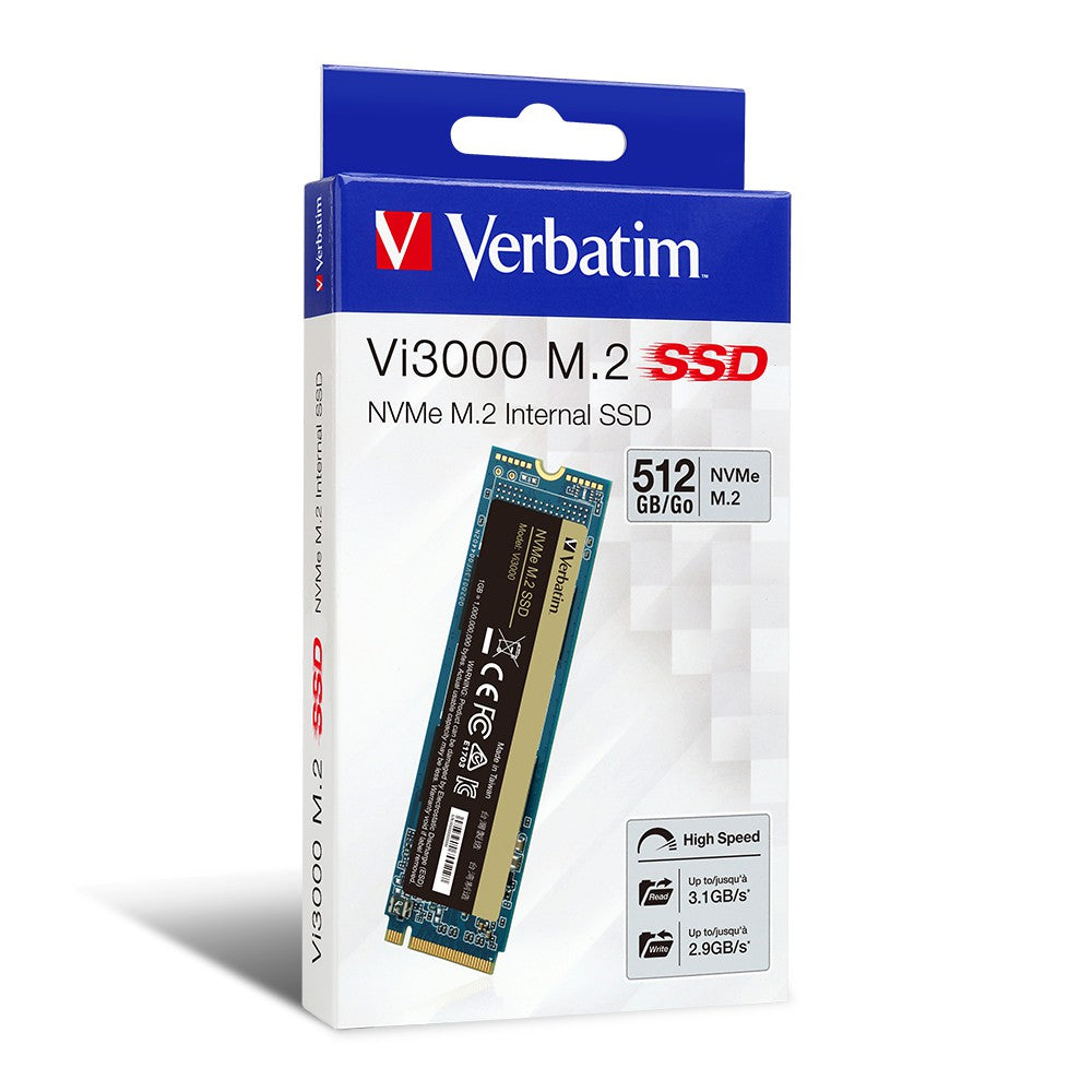 SSD interno Verbatim Vi3000 PCIe NVMe M.2 2280 de 512 GB